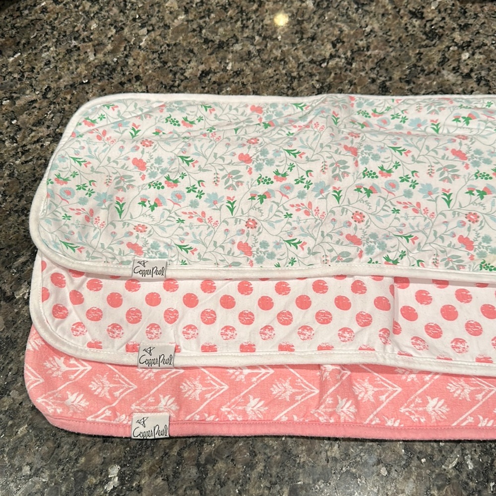 Copper Pearl set of 3 burp cloths